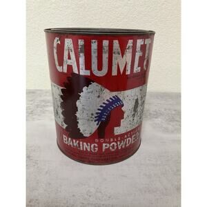Vintage Calumet Baking Powder Large 10 lb. Advertising Tin Can Indian Chief USA